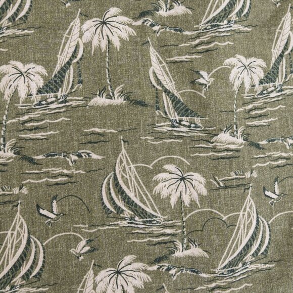 ✨Reyn Spooner x Uniqlo Hawaiian Aloha Shirt Green Palm Tree Sailboat Print Small - Picture 10 of 11